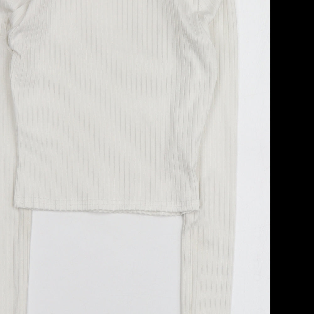 Parisian Womens White  Polyester Basic T-Shirt Size 8 Square Neck