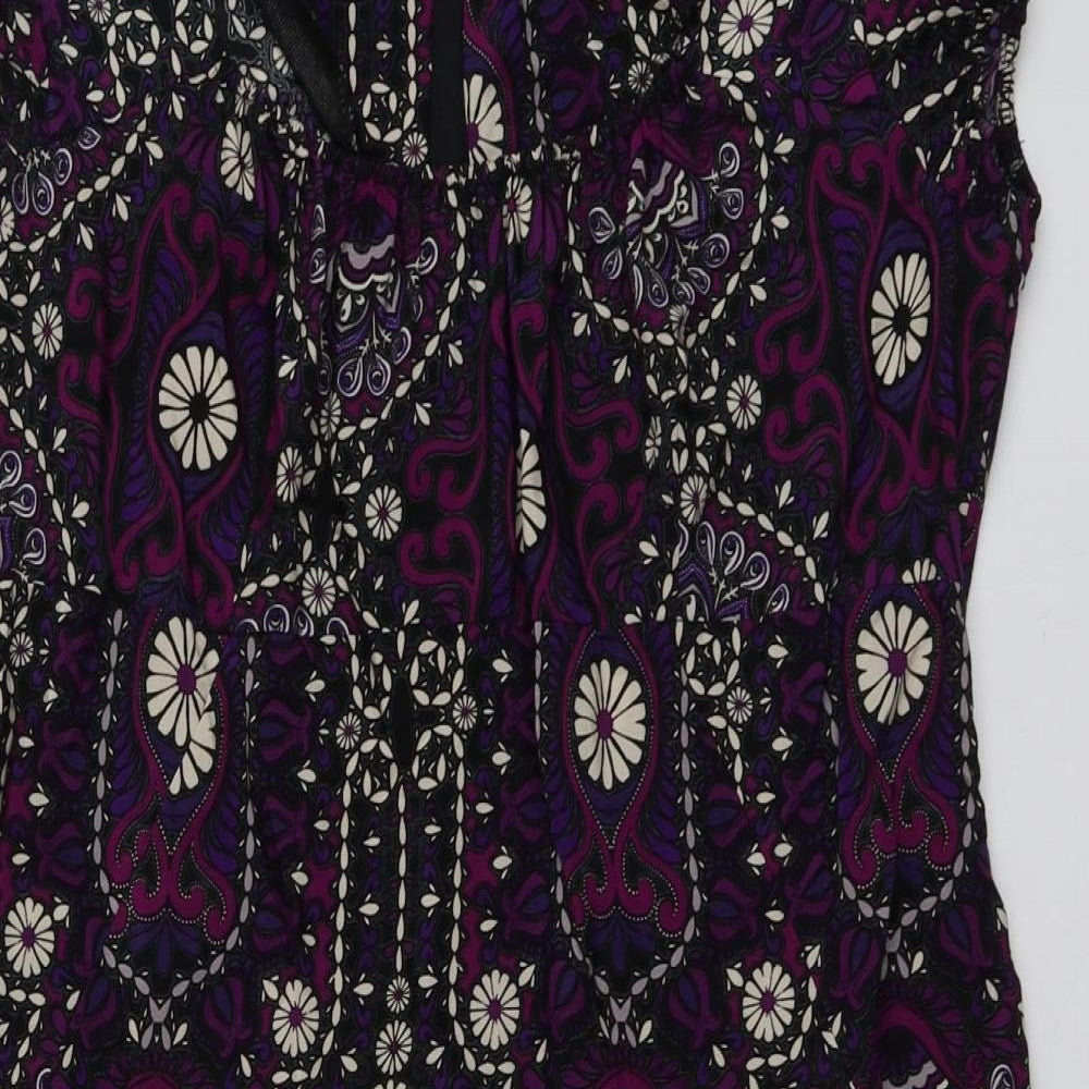 New Look Womens Purple Geometric Viscose A-Line  Size 18  Roll Neck
