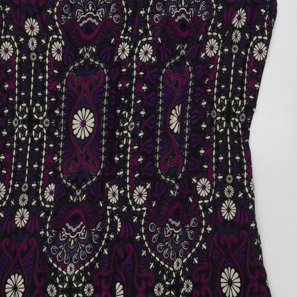 New Look Womens Purple Geometric Viscose A-Line  Size 18  Roll Neck