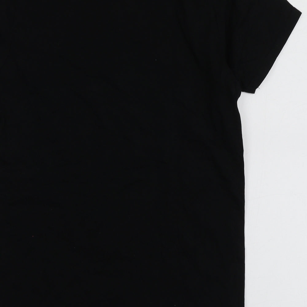 George Girls Black Geometric Cotton Basic T-Shirt Size 13-14 Years Round Neck