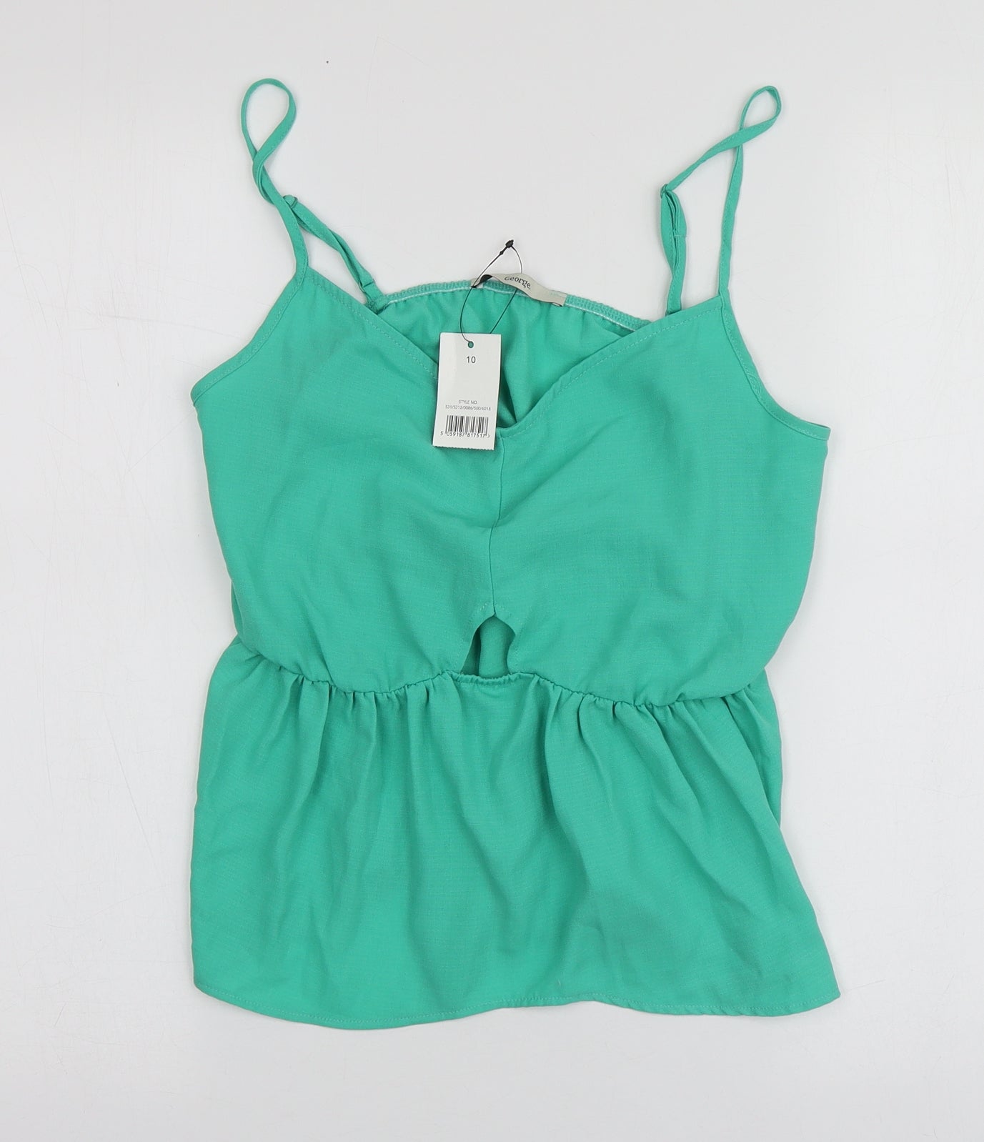 George Womens Green  Polyester Basic T-Shirt Size 10 V-Neck