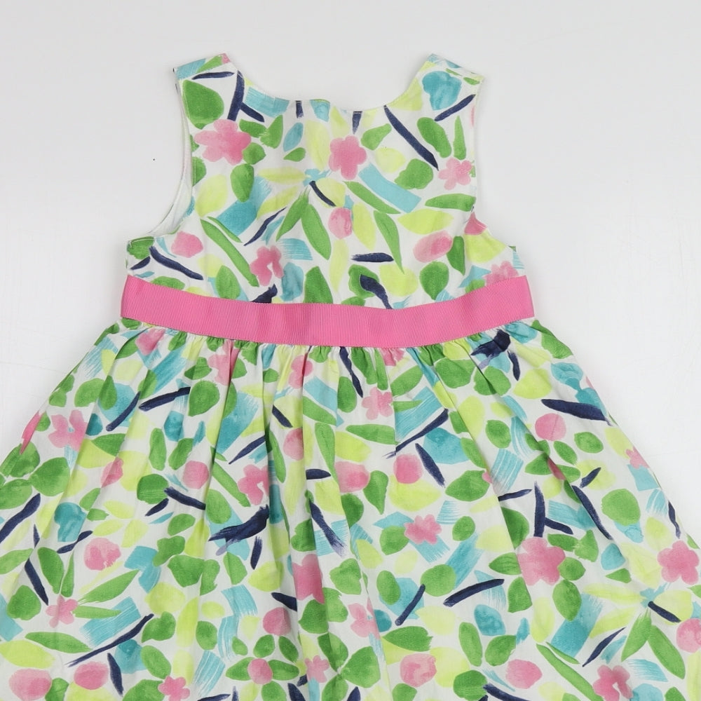 Gymboree Girls Multicoloured Geometric Cotton Skater Dress  Size 6 Years  Round Neck