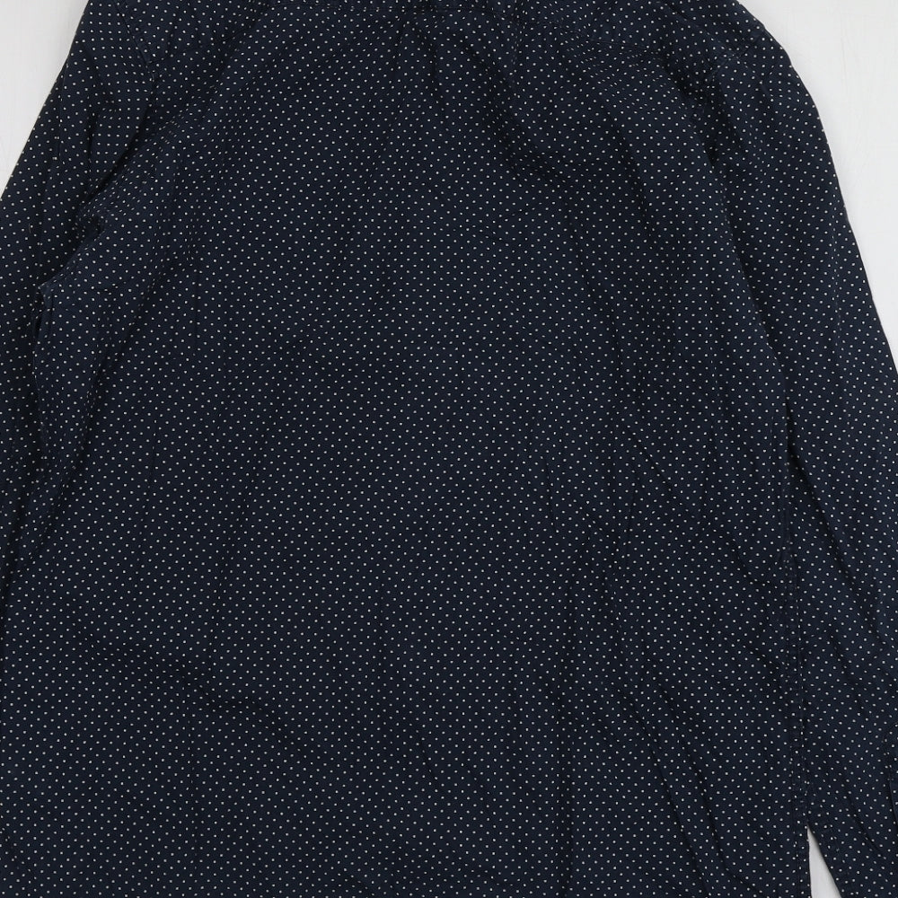 F&F Mens Blue Polka Dot Cotton  Button-Up Size M Collared