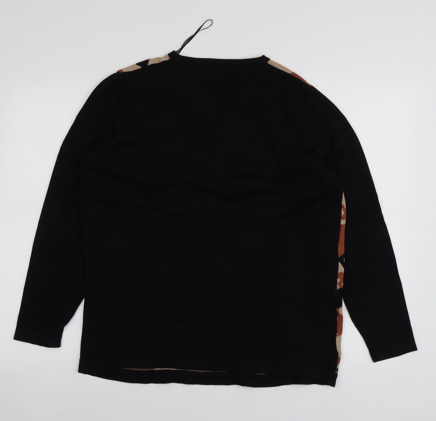 Hepburn Womens Black Round Neck Animal Print Viscose Pullover Jumper Size L