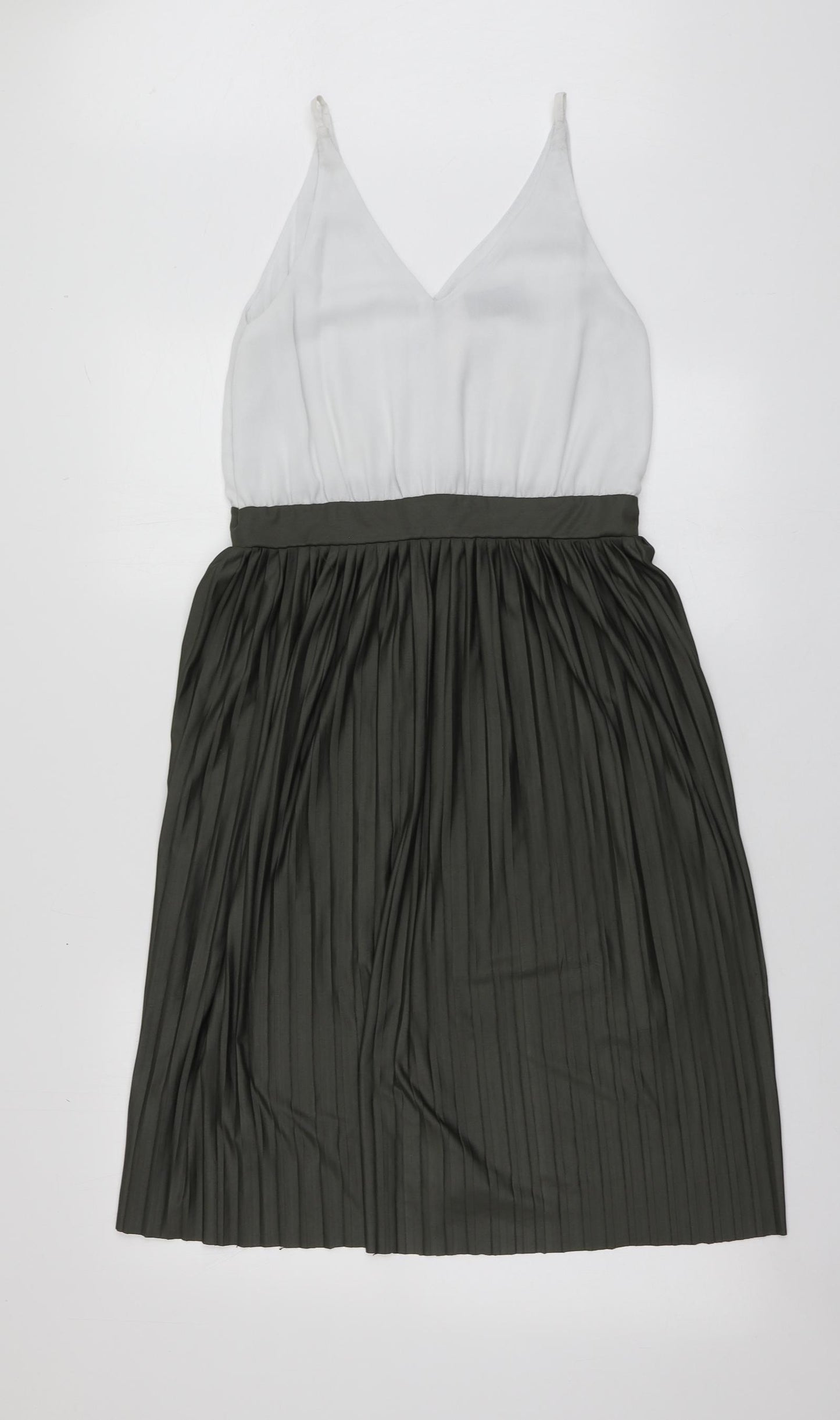 X Womens Green  Polyester Skater Dress  Size 12  V-Neck