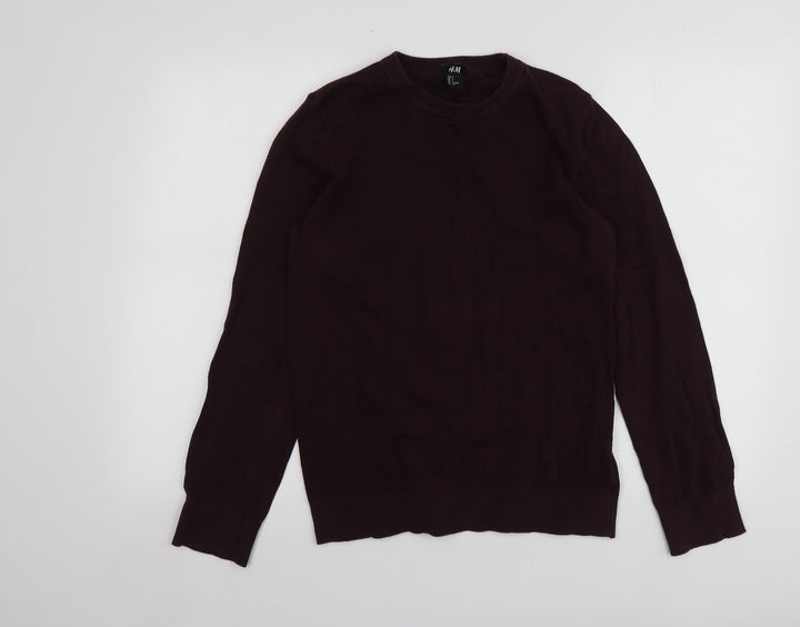 H&M Womens Purple Round Neck Cotton Pullover Jumper Size S