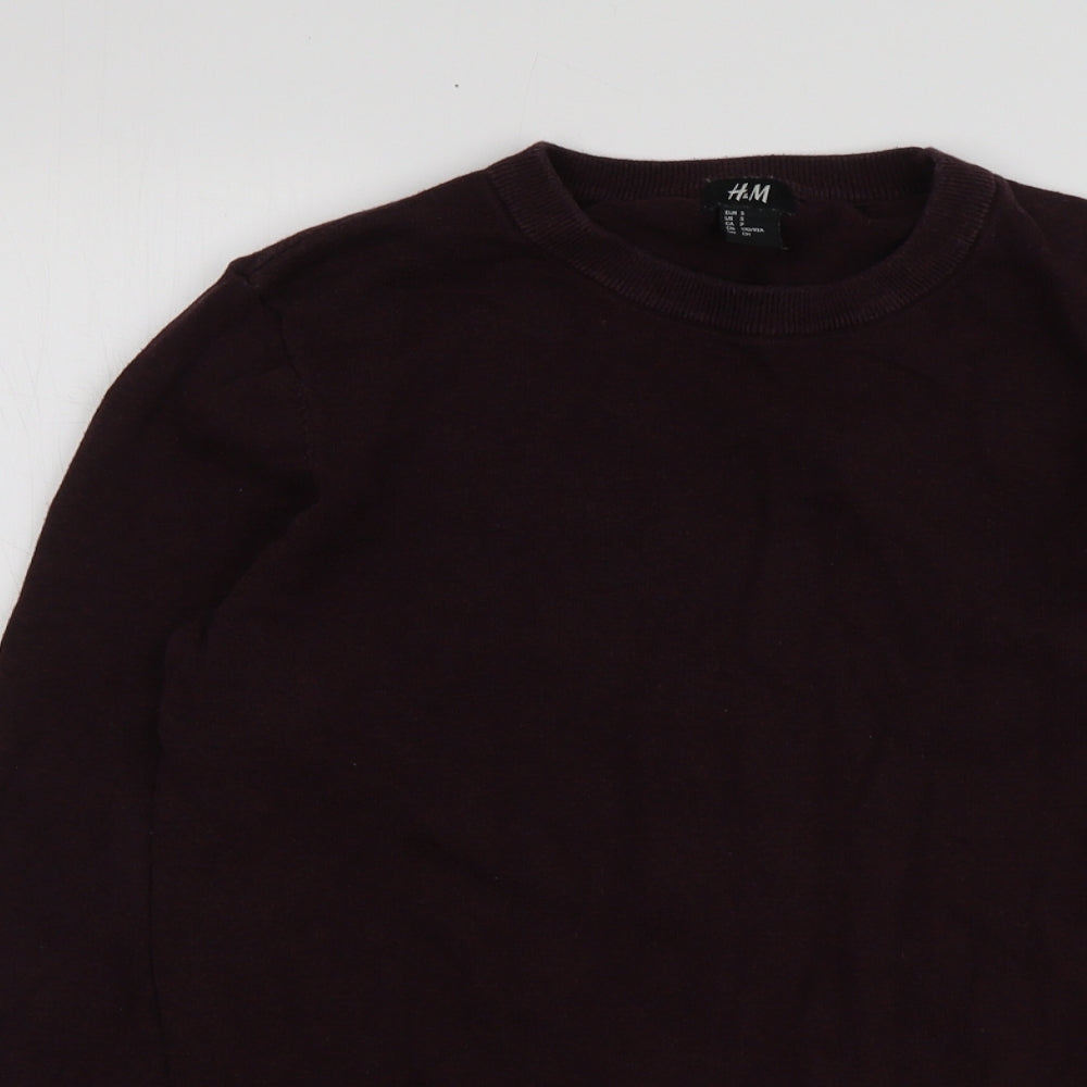 H&M Womens Purple Round Neck  Cotton Pullover Jumper Size S