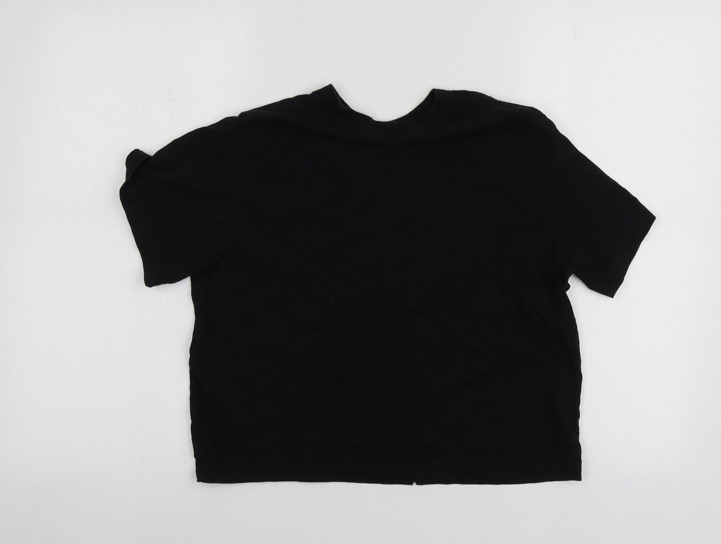 Nike Girls Black Geometric Cotton Basic T-Shirt Size 11-12 Years Round Neck