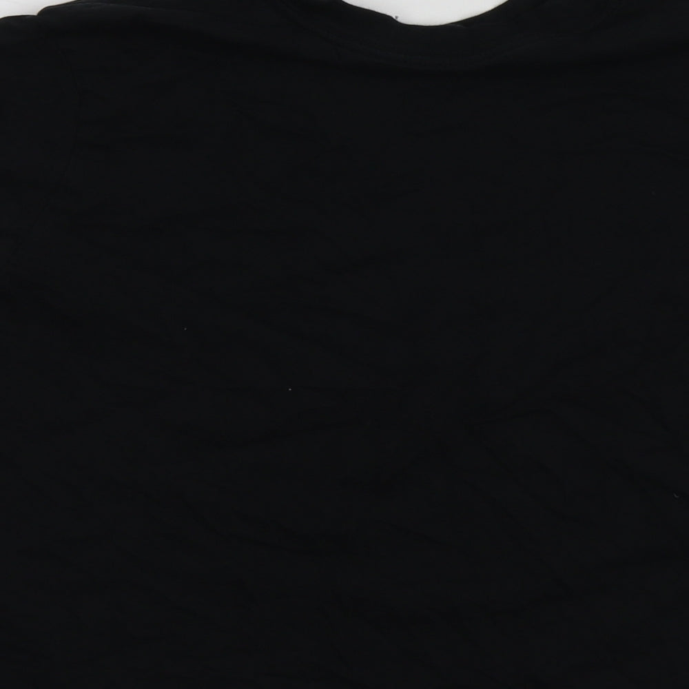 Nike Girls Black Geometric Cotton Basic T-Shirt Size 11-12 Years Round Neck