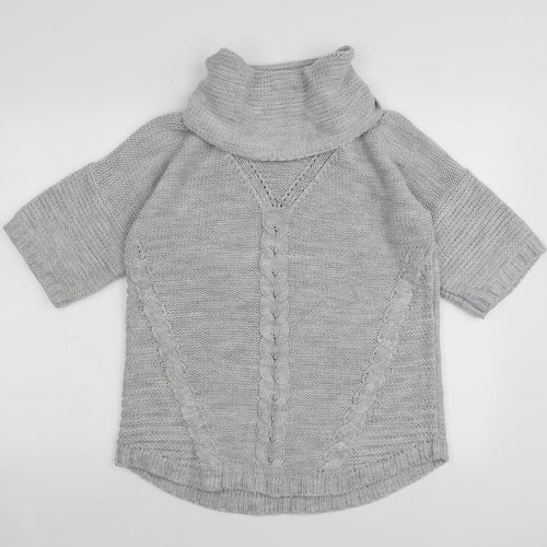 Oasis Womens Grey Roll Neck  Acrylic Pullover Jumper Size XS
