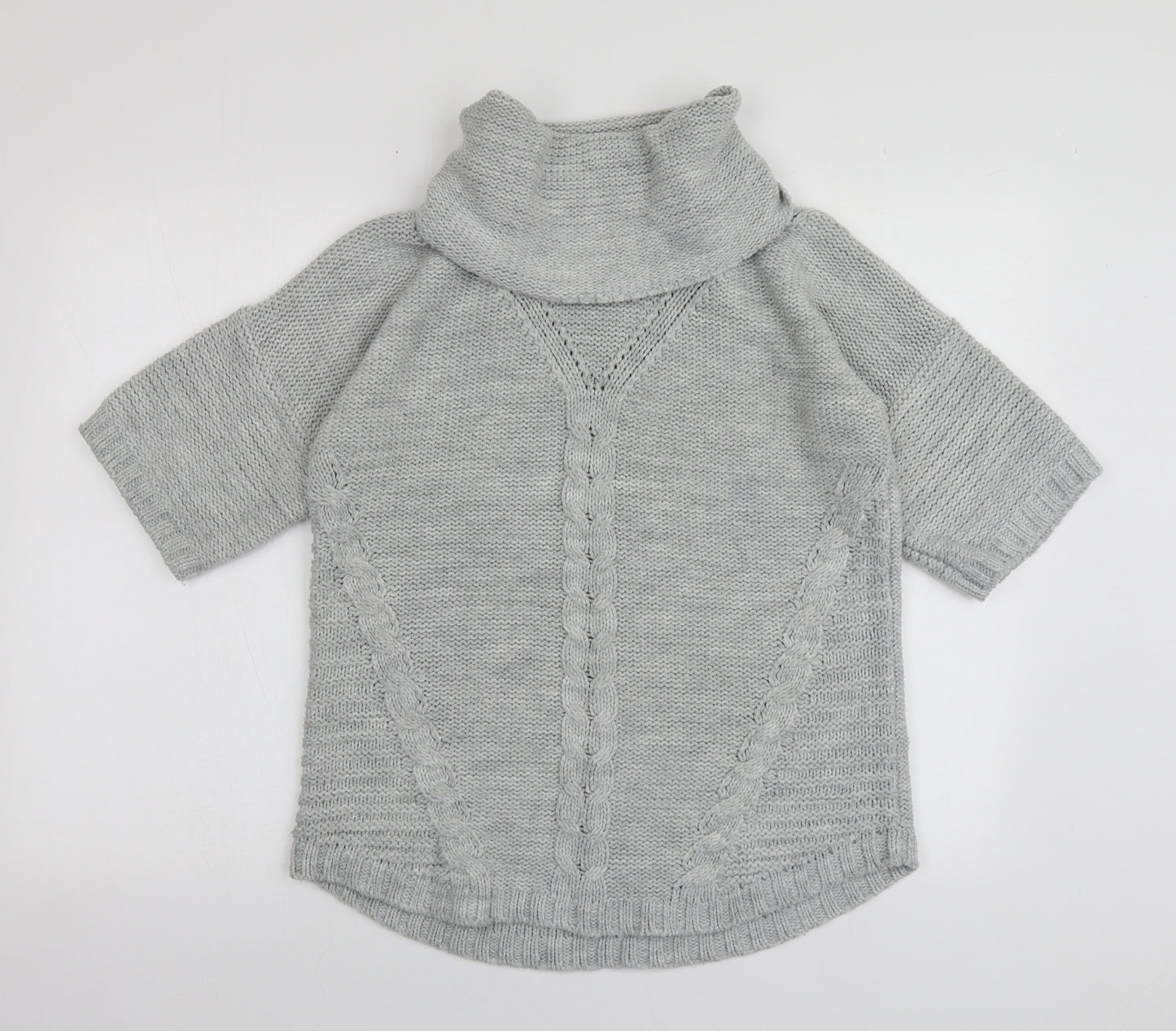 Oasis Womens Grey Roll Neck  Acrylic Pullover Jumper Size XS