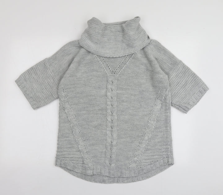 Oasis Womens Grey Roll Neck  Acrylic Pullover Jumper Size XS