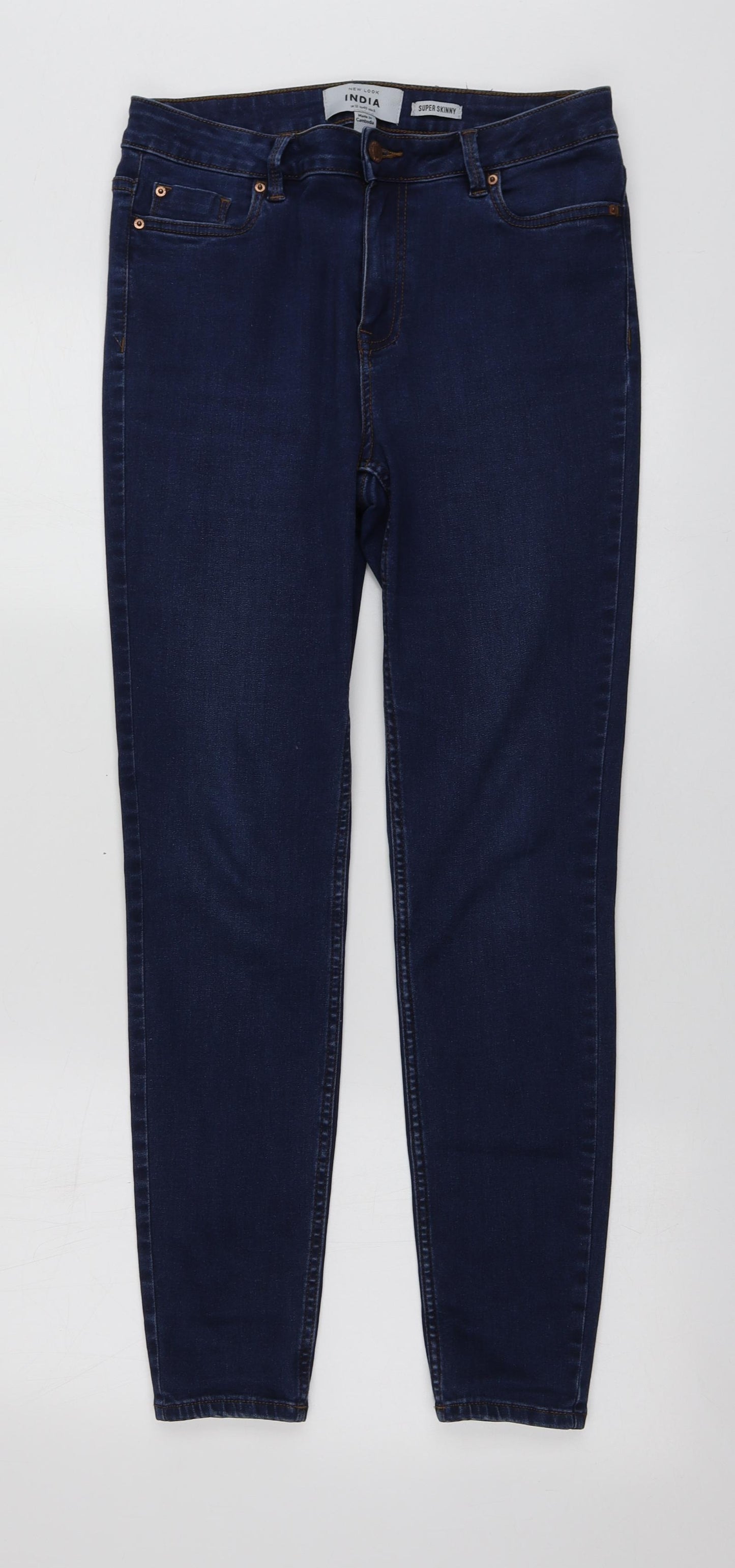 New Look Womens Blue  Cotton Skinny Jeans Size 12 L27 in Regular