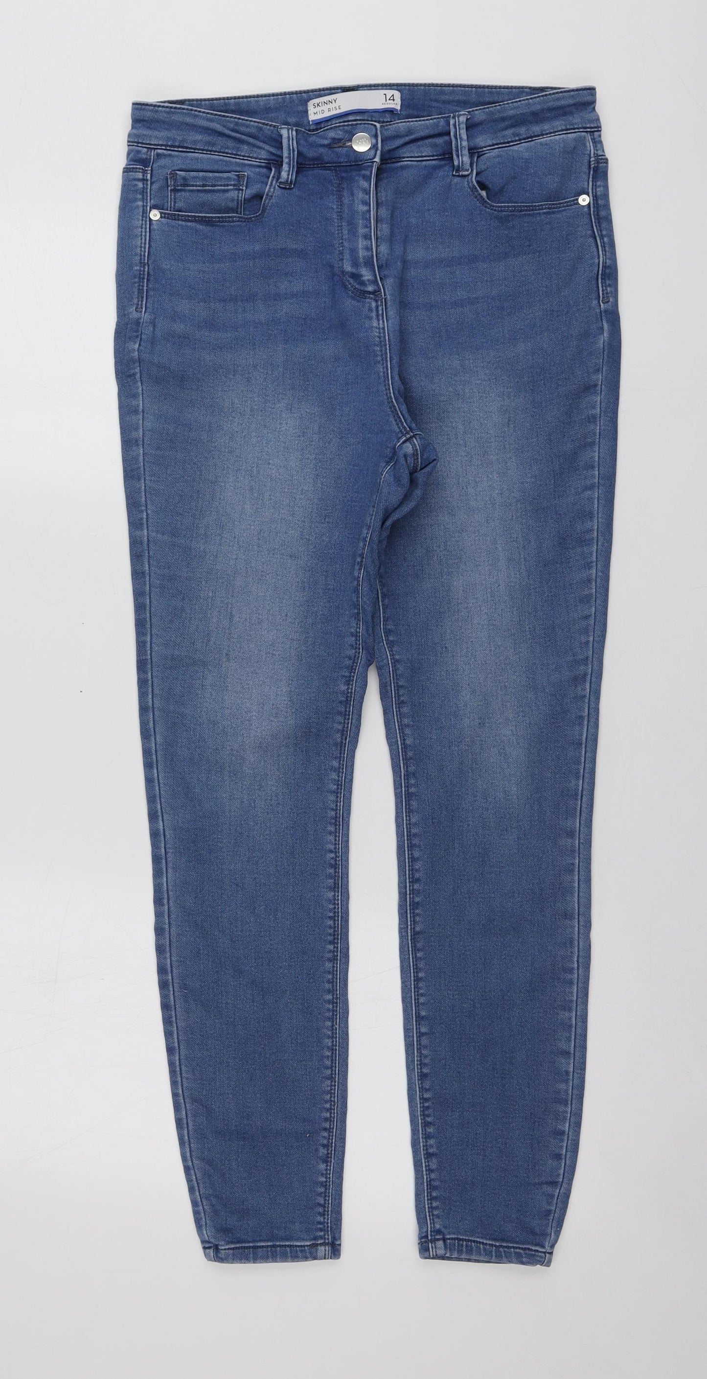 NEXT Womens Blue  Cotton Skinny Jeans Size 14 L27 in Regular