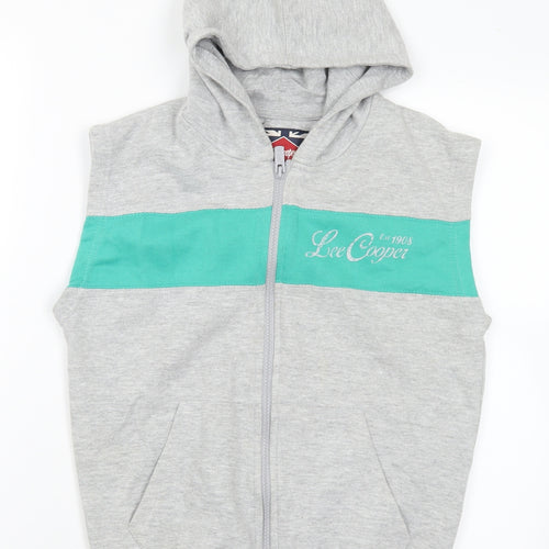Lee Cooper Boys Grey  Cotton Full Zip Hoodie Size 9-10 Years  Zip - Logo