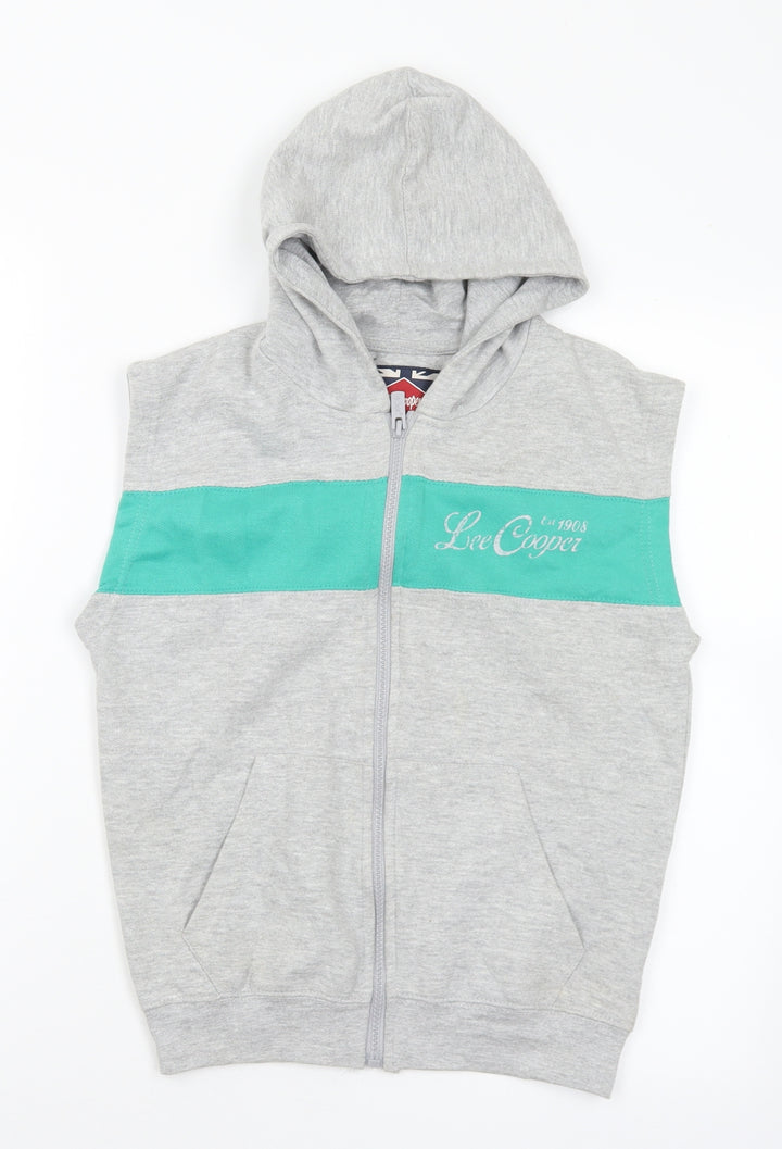 Lee Cooper Boys Grey  Cotton Full Zip Hoodie Size 9-10 Years  Zip - Logo