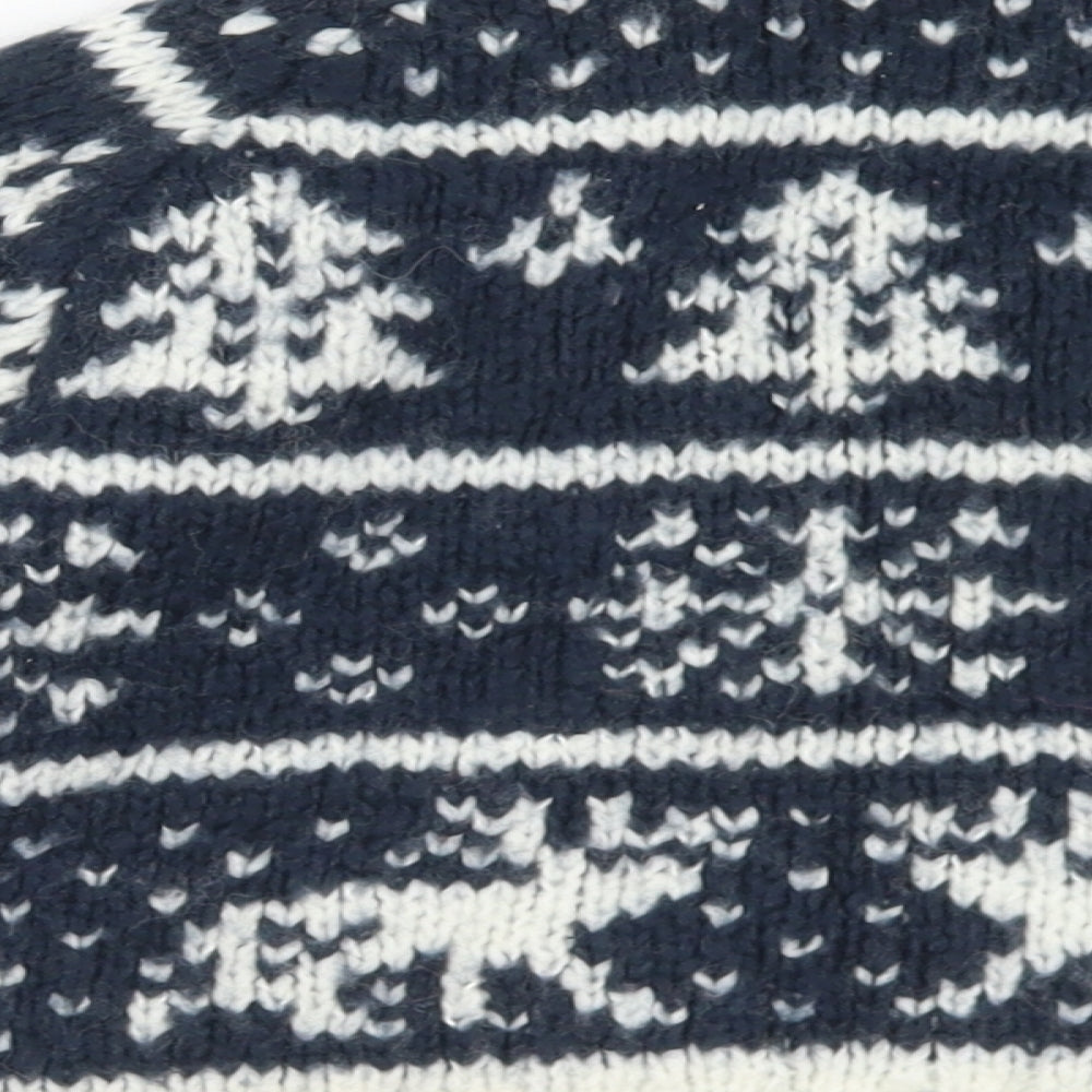 NEXT Boys Blue Round Neck Geometric Acrylic Pullover Jumper Size 3-4 Years  Button - Christmas