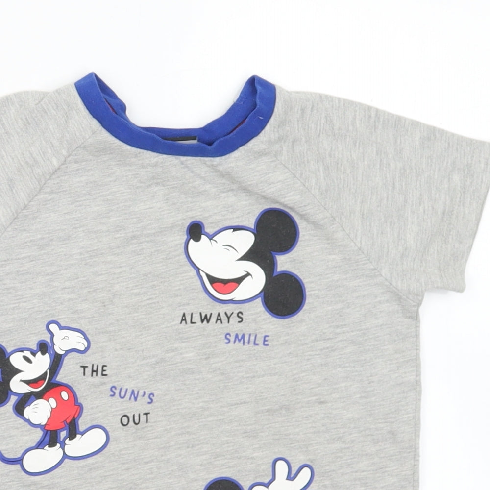 George Boys Grey  Cotton Basic T-Shirt Size 3-4 Years Crew Neck  - Mickey Mouse Disney