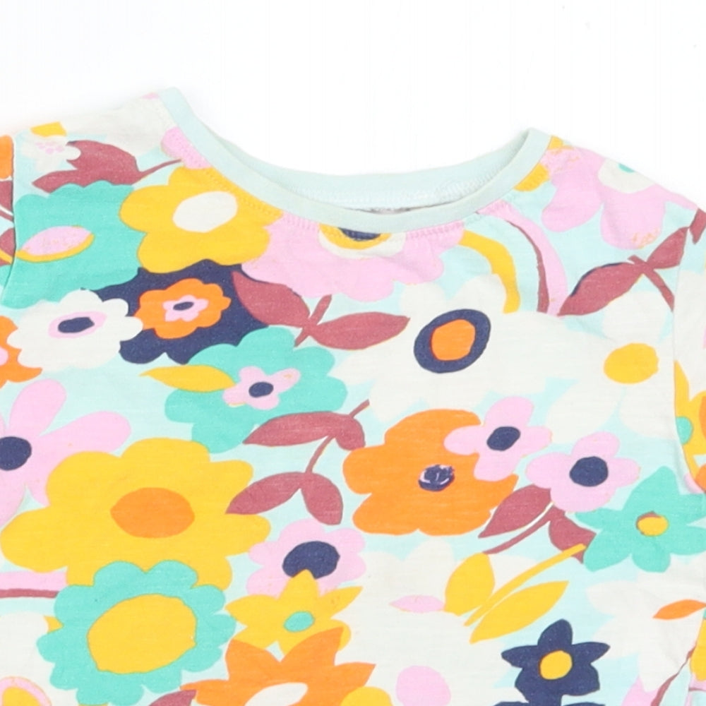 NEXT Girls Multicoloured Floral Cotton Basic T-Shirt Size 2-3 Years Crew Neck