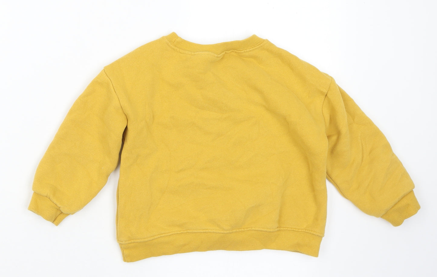 Zara Girls Yellow  Cotton Pullover Sweatshirt Size 3-4 Years   - Time For Some Fun