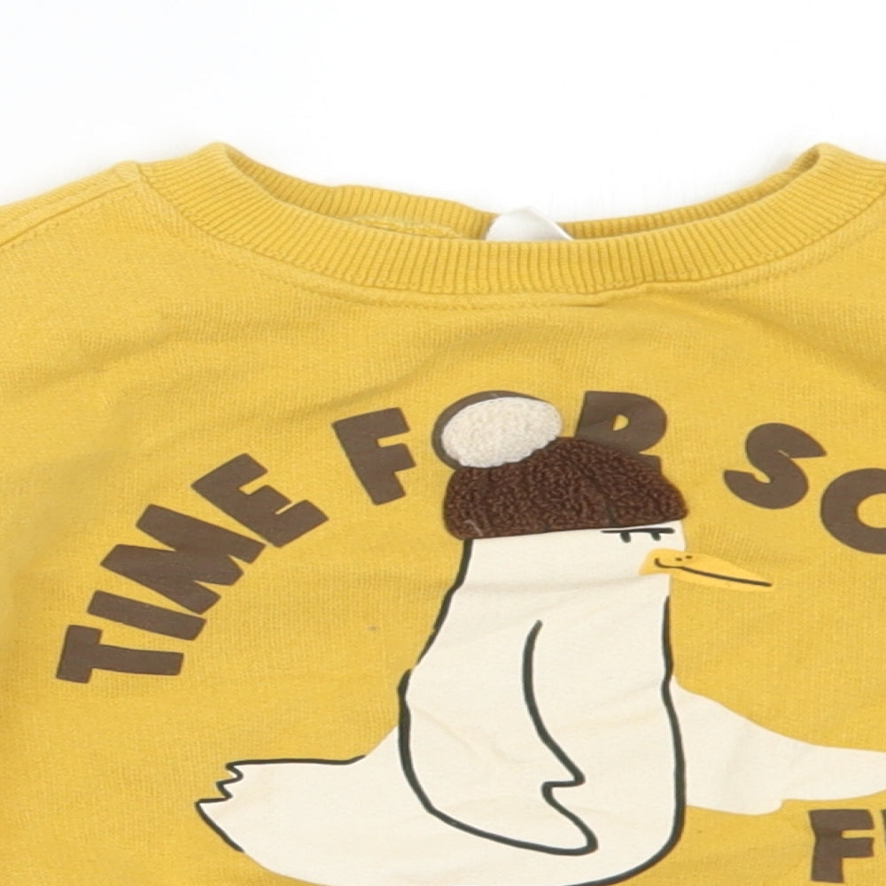 Zara Girls Yellow  Cotton Pullover Sweatshirt Size 3-4 Years   - Time For Some Fun