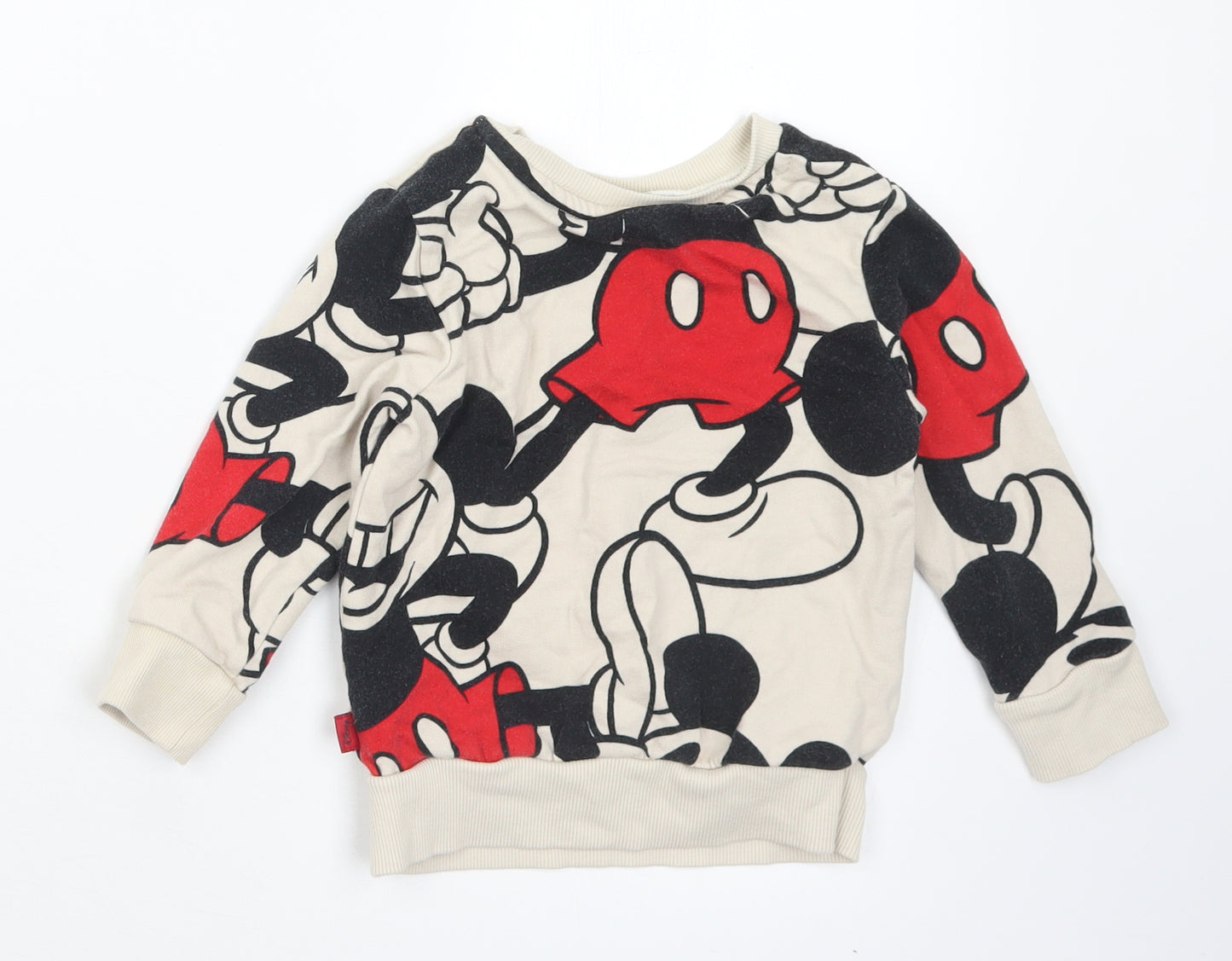 George Boys Multicoloured Geometric Cotton Pullover Sweatshirt Size 2-3 Years   - Mickey Mouse Disney