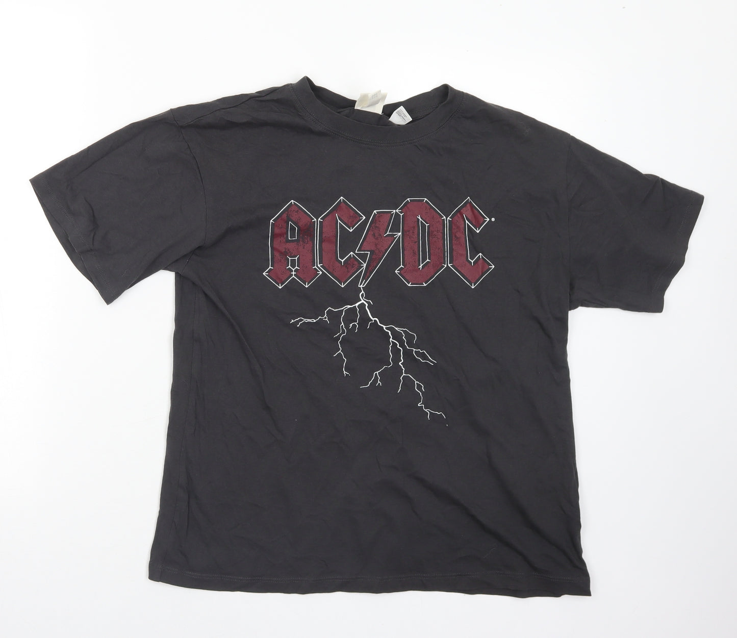 H&M Mens Black  Cotton  T-Shirt Size S Crew Neck  - AC/DC