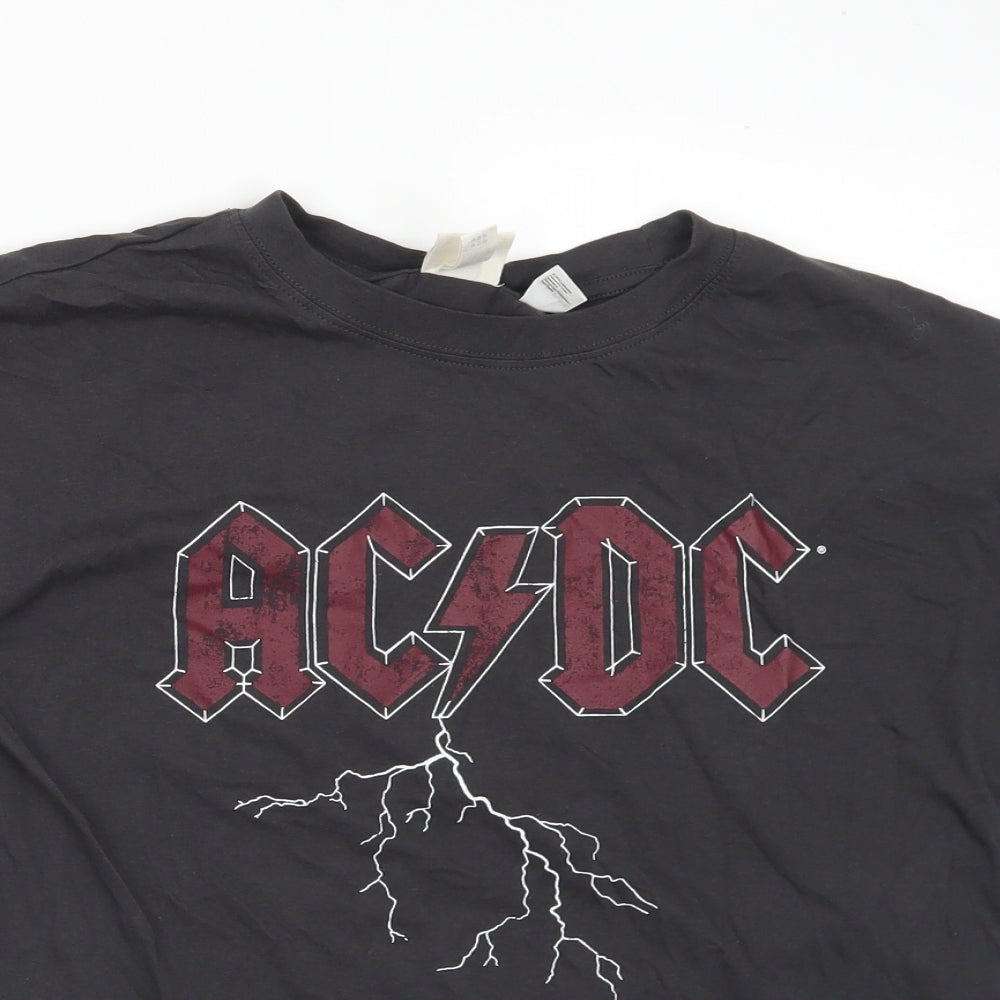 H&M Mens Black  Cotton  T-Shirt Size S Crew Neck  - AC/DC