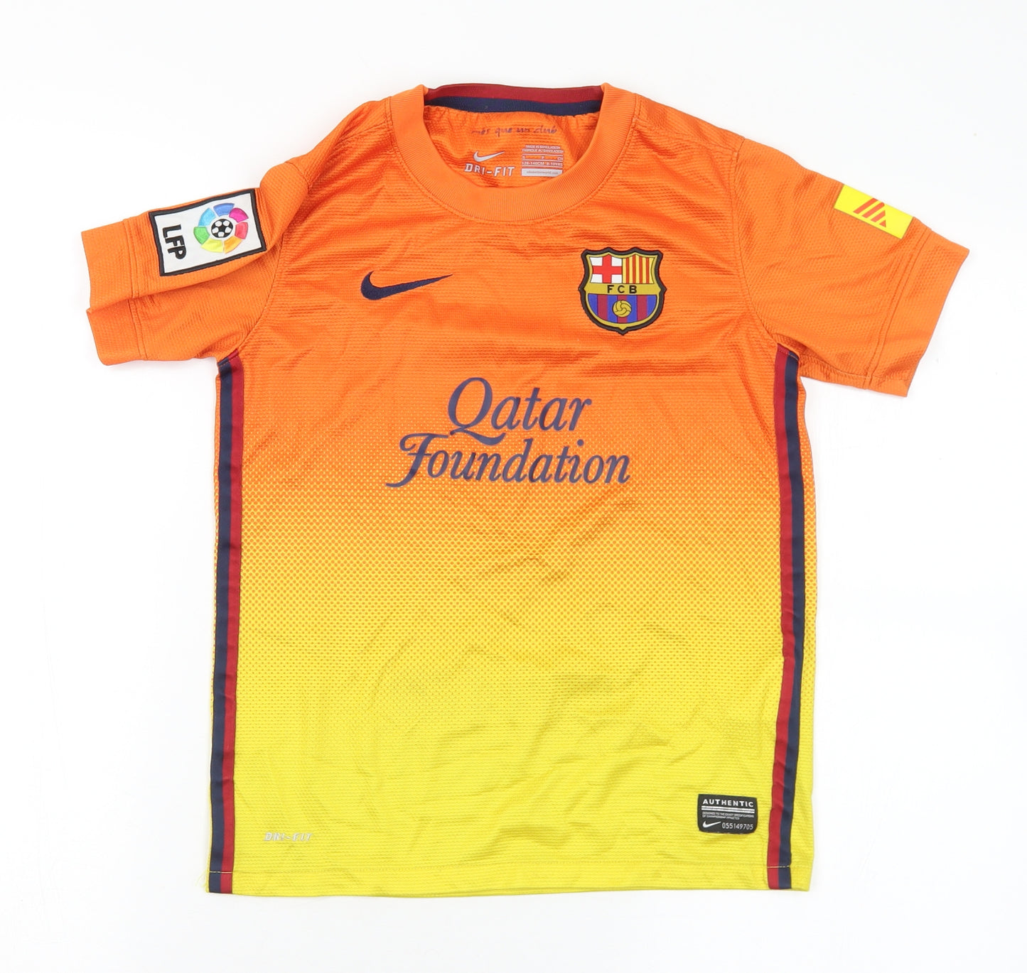 Nike Boys Orange  Polyester Basic T-Shirt Size 8-9 Years Crew Neck  - Barcelona Football Club. 8-10 Years