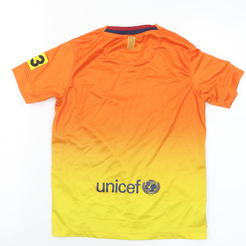 Nike Boys Orange  Polyester Basic T-Shirt Size 8-9 Years Crew Neck  - Barcelona Football Club. 8-10 Years