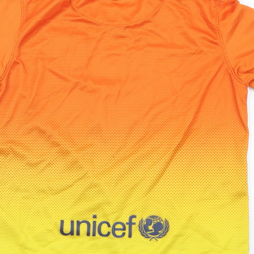 Nike Boys Orange  Polyester Basic T-Shirt Size 8-9 Years Crew Neck  - Barcelona Football Club. 8-10 Years
