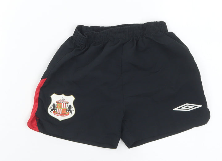 Umbro Boys Black Polyester Sweat Shorts Size 2-3 Years Regular - Sunderland AFC