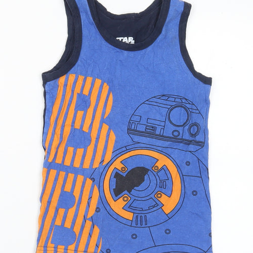 Star Wars Boys Blue  Cotton Basic Tank Size 4-5 Years Round Neck  - Star Wars 4-6 Years