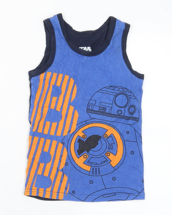 Star Wars Boys Blue  Cotton Basic Tank Size 4-5 Years Round Neck  - Star Wars 4-6 Years