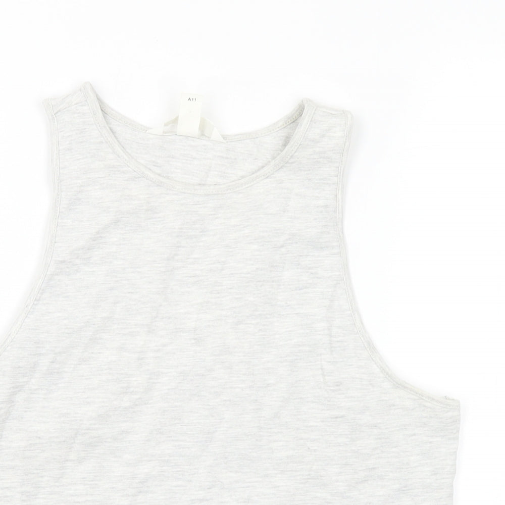 H&M Womens Grey  Cotton Basic Tank Size L Round Neck