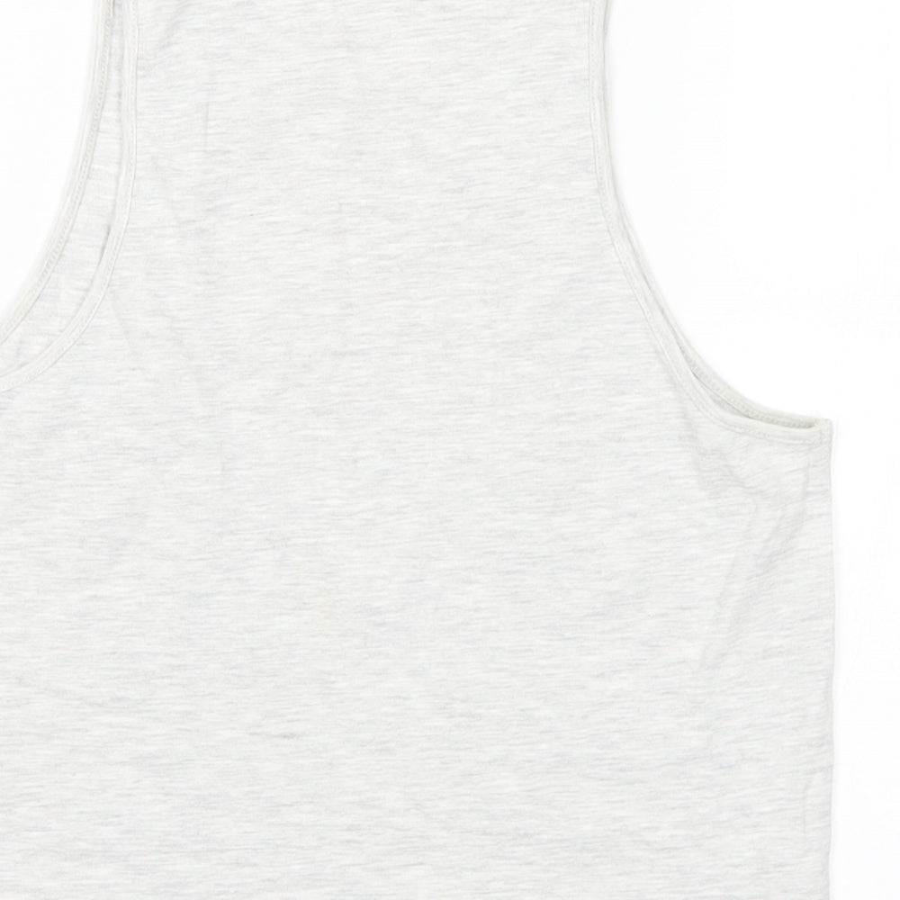 H&M Womens Grey  Cotton Basic Tank Size L Round Neck
