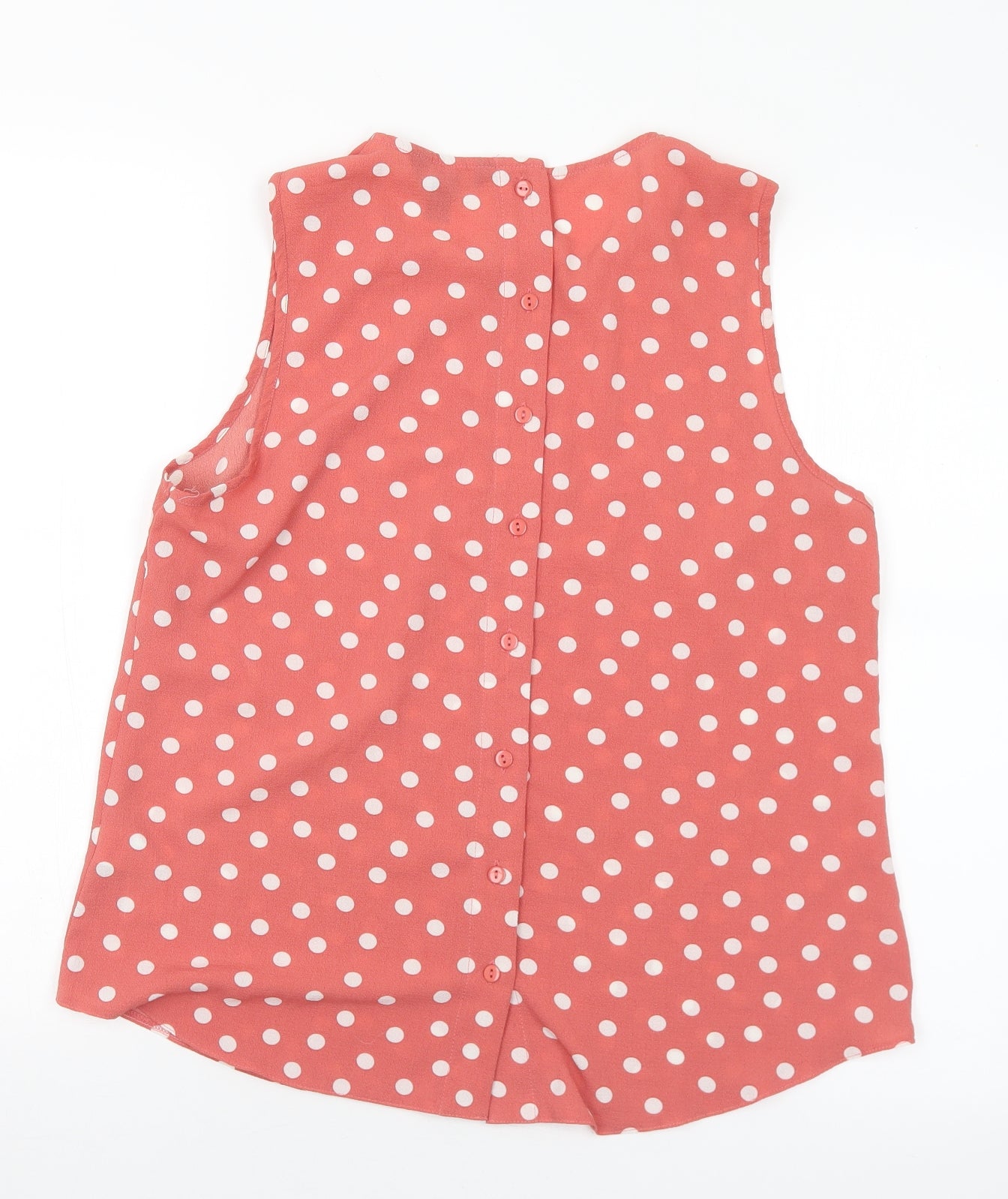New Look Womens Pink Polka Dot Polyester Basic Blouse Size 14 Round Neck