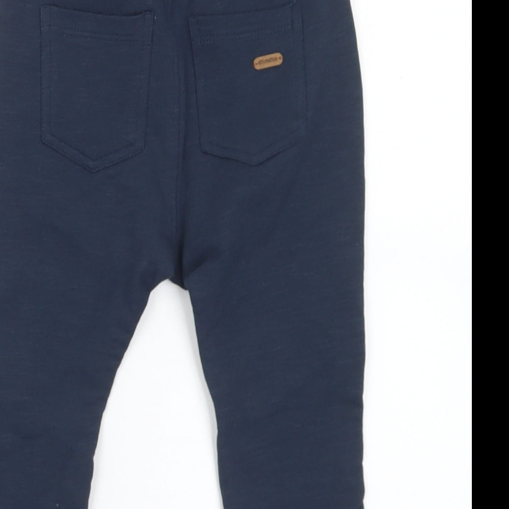 Minymo Boys Blue  Cotton Jogger Trousers Size 12 Months