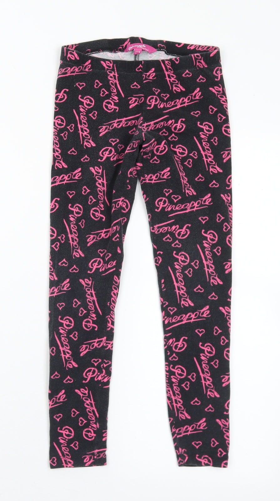 Pineapple Girls Black Geometric Polyester Pedal Pusher Trousers Size 9-10 Years    - Pineapple