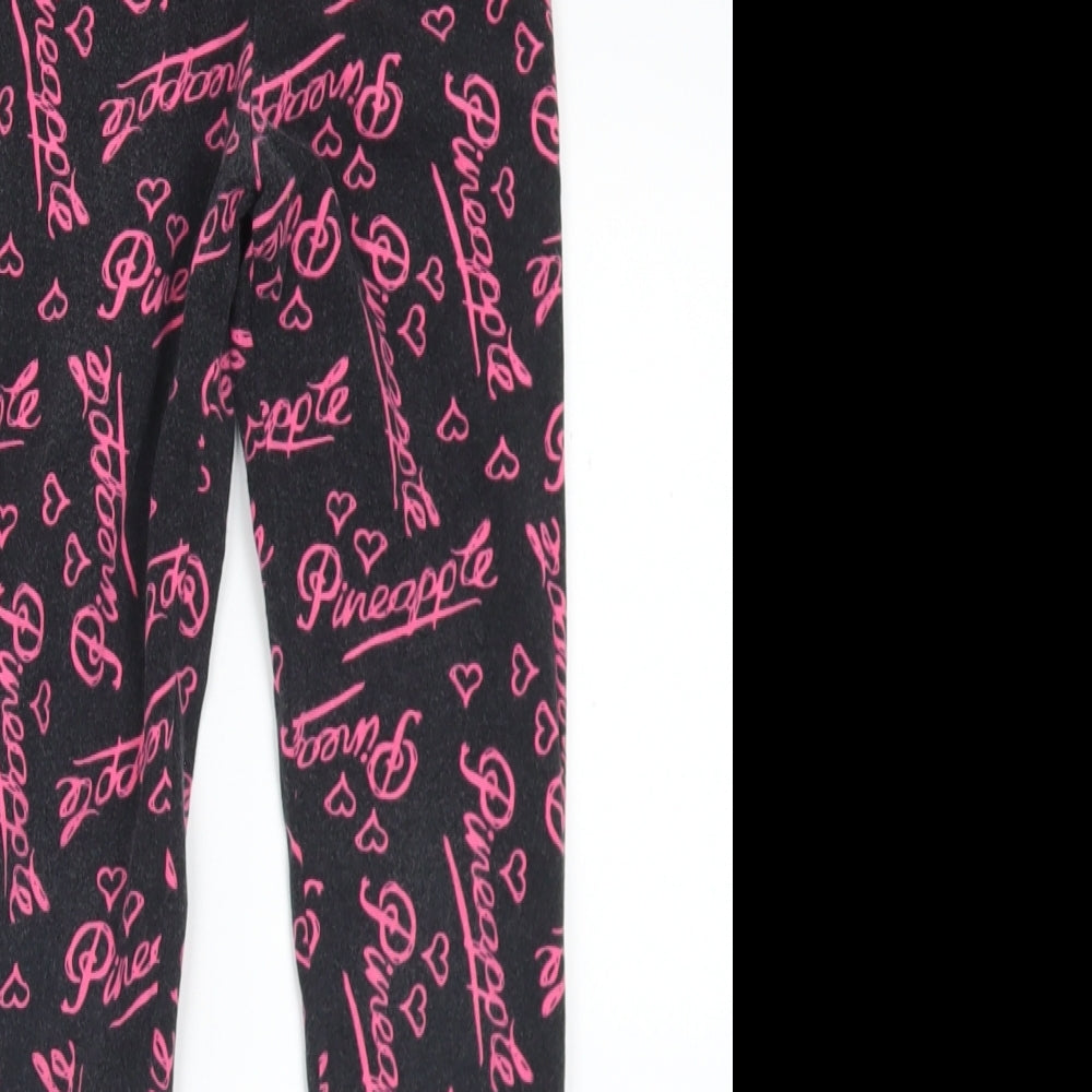 Pineapple Girls Black Geometric Polyester Pedal Pusher Trousers Size 9-10 Years    - Pineapple