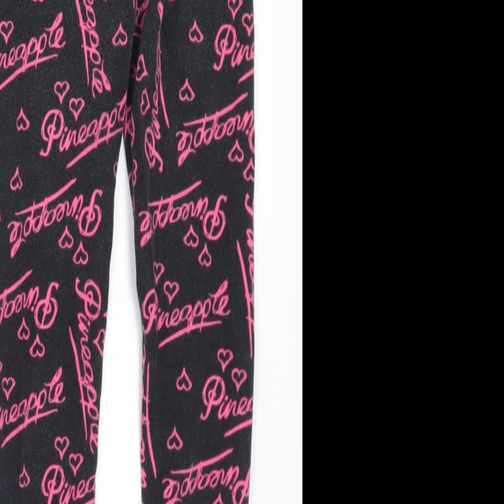 Pineapple Girls Black Geometric Polyester Pedal Pusher Trousers Size 9-10 Years    - Pineapple