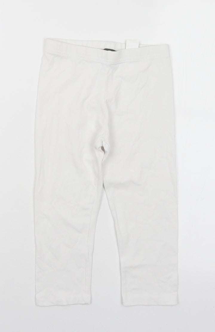 Primark Girls White  Cotton Pedal Pusher Trousers Size 8-9 Years  Regular