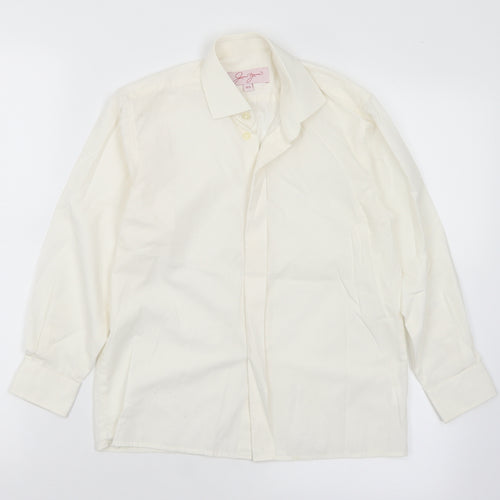 Jean Yves Boys Ivory  Polyester Basic Button-Up One Size Collared Button - Collar Size 12.5