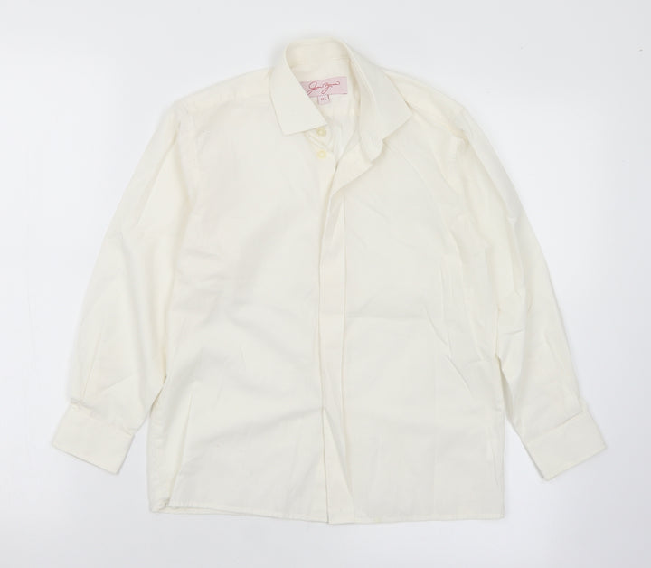 Jean Yves Boys Ivory  Polyester Basic Button-Up One Size Collared Button - Collar Size 12.5