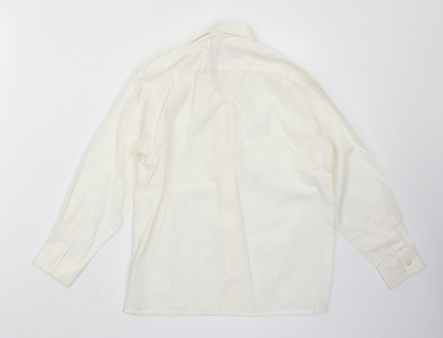 Jean Yves Boys Ivory  Polyester Basic Button-Up One Size Collared Button - Collar Size 12.5