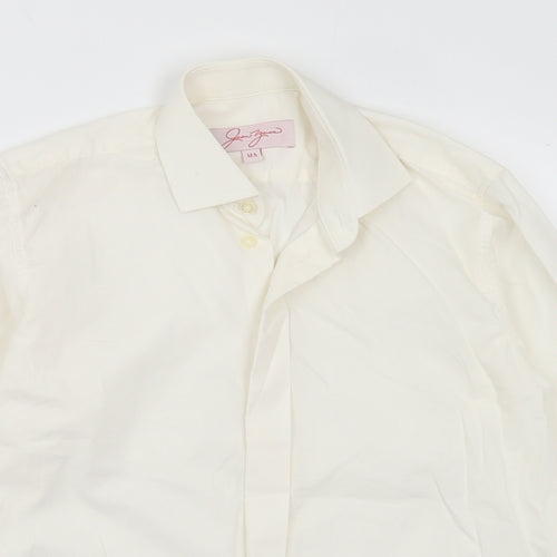 Jean Yves Boys Ivory  Polyester Basic Button-Up One Size Collared Button - Collar Size 12.5