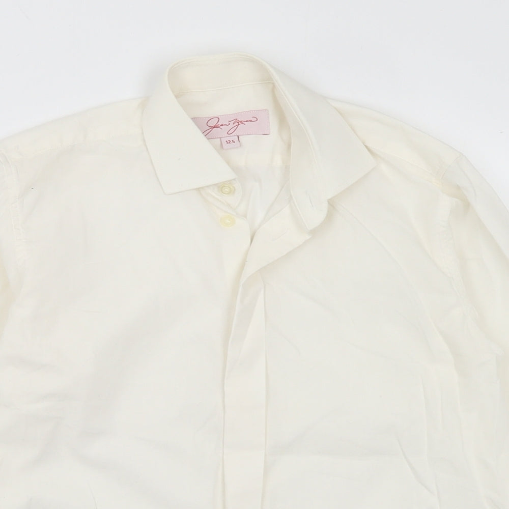 Jean Yves Boys Ivory  Polyester Basic Button-Up One Size Collared Button - Collar Size 12.5