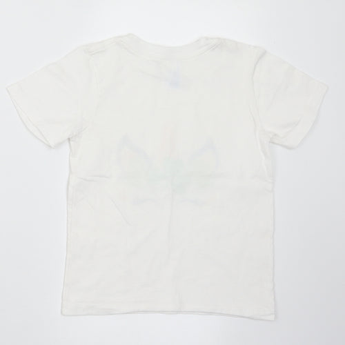 Port & Company Girls White  Cotton Basic T-Shirt Size 4 Years Crew Neck  - Unicorn