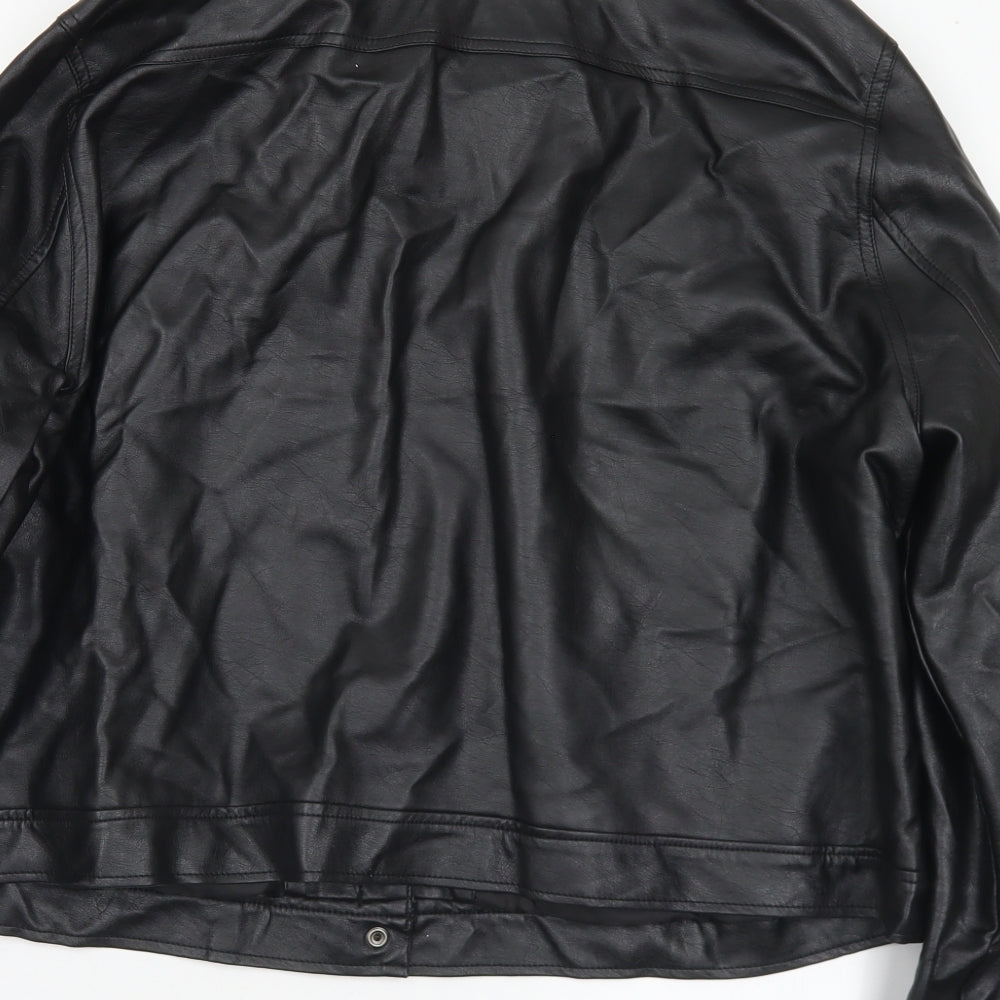 Simply Be Womens Black Geometric  Jacket Coat Size 26  Snap - Stars