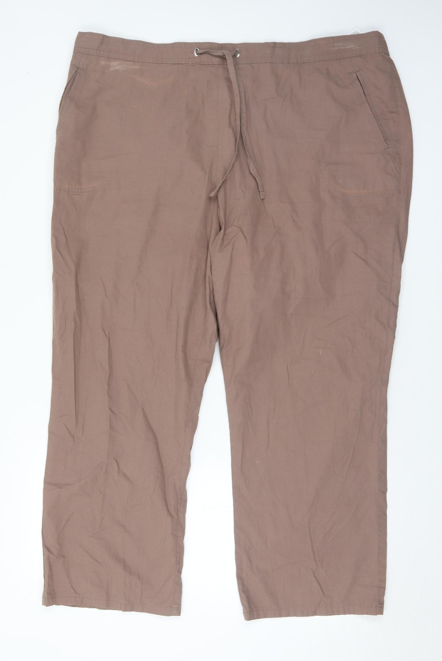 Marks and Spencer Womens Brown  Cotton Chino Trousers Size 22 L28 in Regular